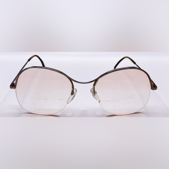 Vintage Logo Paris Silver Oval Half-Rim Sunglasses Frames Only - Picture 3 of 8